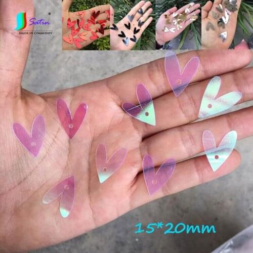 Weight 500G Black,Red,Silvery,Gold,Transparent White Heart 1-hole Loose Sequins,Single Hole Heart Sequins S0844L