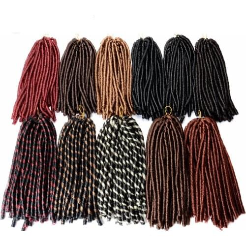 Crochet Braids Synthetic Braiding Hair Extension Afro Hairstyles Soft Dreadlock Brown Black Thick Full
