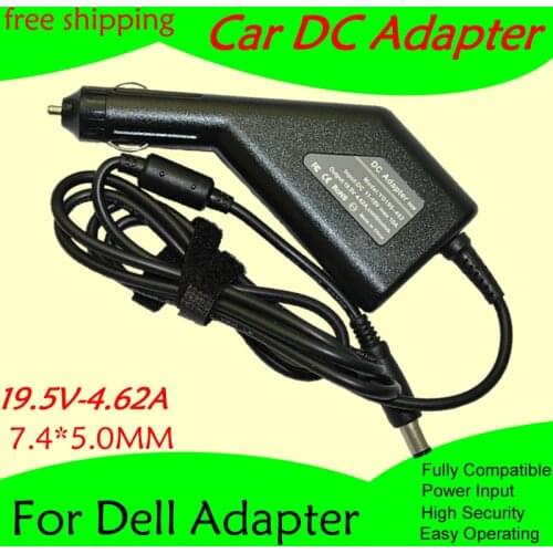 High quality DC Power Car Adapter Charger 19.5V 4.62A For Laptop Dell 7.4*5.0MM 90W Input DC11-15V max 10A