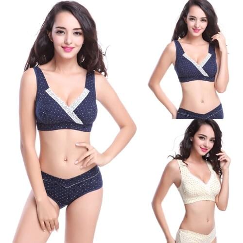 Womens Maternity Bra Feeding Nursing Vest Polka Underwear Lingerie 34-40 Bras