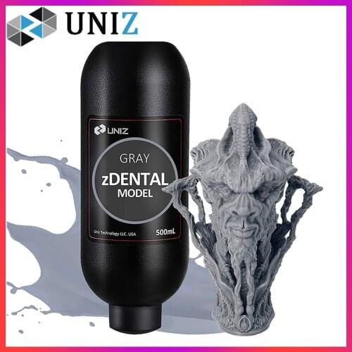 UNIZ zDENTAL Model Resin 3D Printer Liquid Materials, 405nm LCD UV-Curing Photopolymer Resin - Model Gray 500ml In Stock