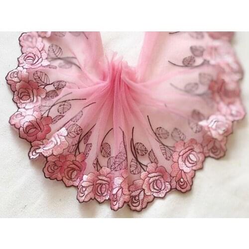 1 Meter Exquisite Pink Lace Fabric Sewing Embroidery Lace Trim Wedding Lace DIY Garment Accessories Craft 20cm