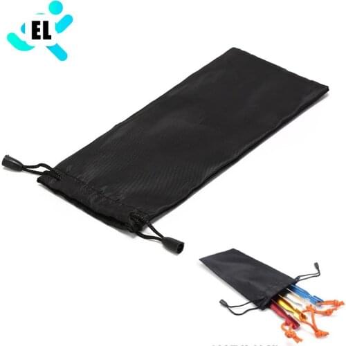 1pc Tent Camping Tent Peg Nail Organizer Pouch Black Peg Nails Stake Storage Bag Outdoor
