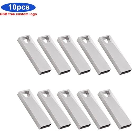 10pcs/lot waterproof mini USB Flash Drive 2.0 silver gold metal pen driver 64G 8GB 16GB 32GB 128GB memory stick free custom logo