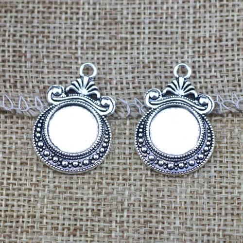 Newness 10 Pieces 12mm Mixed Alloy Antique Silver Color Magic Mirror Charms Vintage Pendant Accessory For DIY Jewelry Making