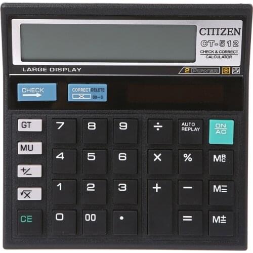12-Digit Solar Battery Dual Power Large Display Office Desktop Calculator CT-512 Dropshipping