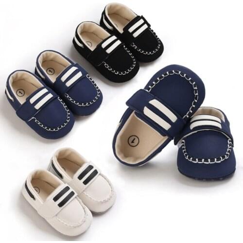 2021 Brand New Infant Baby Boy Shoes Newborn Soft Sole Sneaker PU Crib Toddler Flats Shoes Casual First Walkers for 0-18month