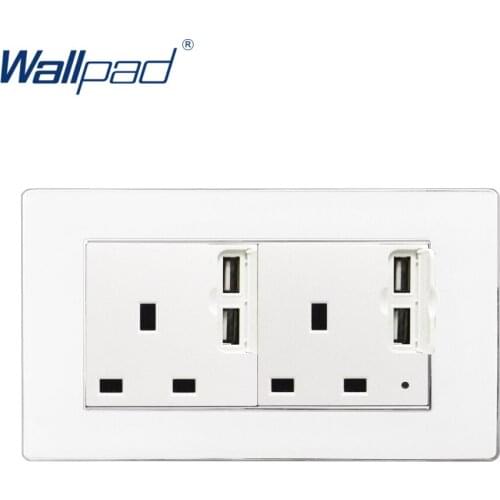 4 USB Ports With 13A UK Socket Wallpad Luxury Acrylic Panel 146*86mm UK Wall Socket with 4 USB Charging Wall Outlet