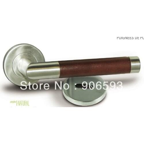 6pairs free shipping Modern stainless steel brown wooden tube door handle,door lock with handle