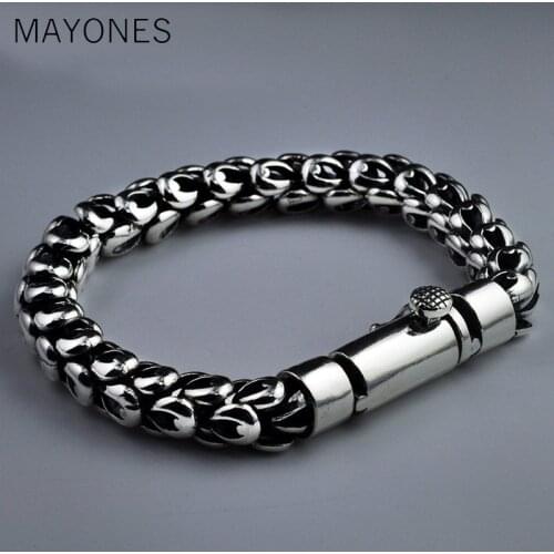 925 Sterling Silver Men Bracelet Dragon Scale Bracelet Mens Coarse Heavy Thai Silver Chain Punk Fashion Personality Bracelet