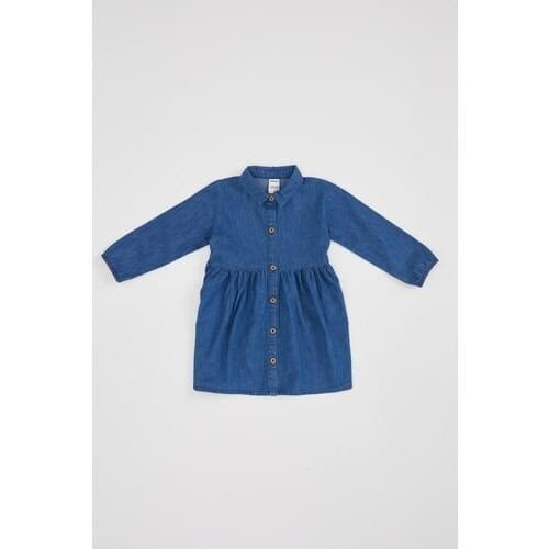 Baby girl Button Beli Shirred jen dress one-piece baby girl dress hundred percent cotton design dress mother baby fashion girl dress