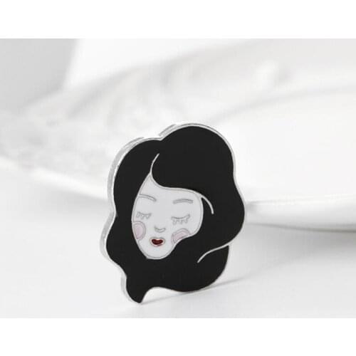 Fashion Lady Avatar Brooch Creative Corsage Badge Pin Personality Jewelry Accessories Simple Brooches Gifts Friends