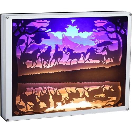 Elegant christmas gift frame paper cut christmas decoration led light frame gift for christmas party
