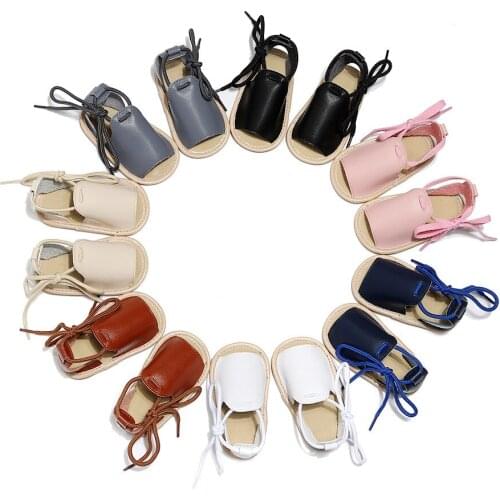 FOCUSNORM 7 Colors Causal Baby Girls Boys Sandals Shoes Cute Summer Lace Up Soft Anti-Slip Sole Shoes 0-24M