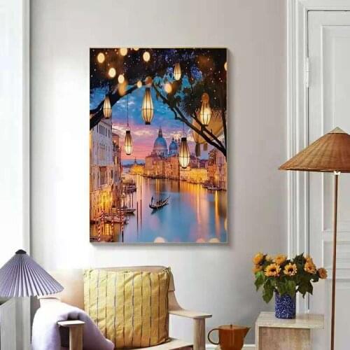 GATYZTORY 6075 frame Light Landscape DIY Painting By Numbers Canvas Coloring Oil Painting HandPainted Wall Decor Artwork