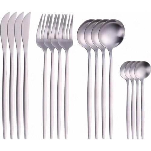 Silver Dinnerware Stainless Steel Cutlery Knife Fork Spoon Tableware Kitchen Utensils Creative Combination Cutlery Set Flatware