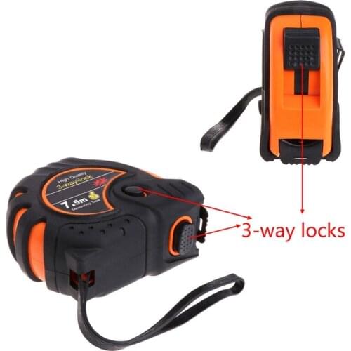 5m 7.5m Retractable Tape Measure 3-Way-Lock Metric Rubber Measuring Tape Rule
