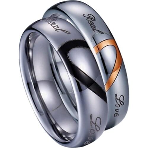 Real Love Heart shaped 100% Real 857 Tungsten carbide wedding rings for men and women marriage jewelry couple finger ring