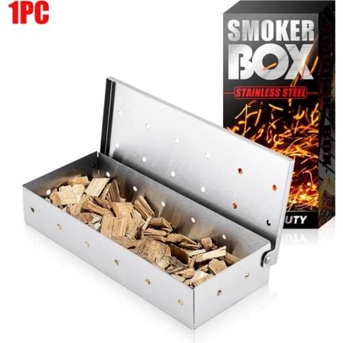 1pc BBQ Stainless Steel Wood Chips Smoker Box Wood Pellet Charcoal Gas Grilling Smoke Generator For Fish Beef Meat Smoking New