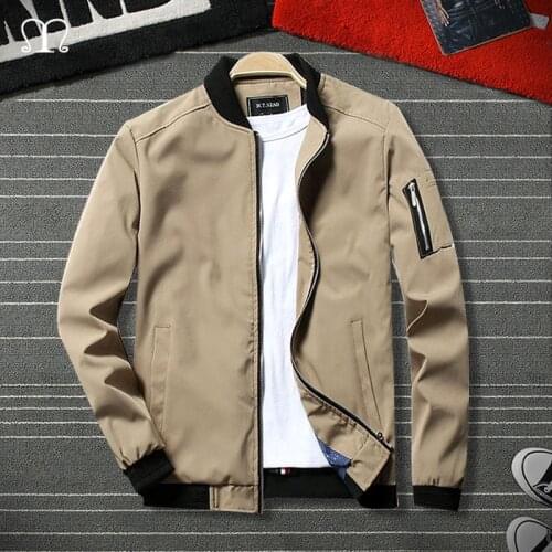 Jacket Men Zipper Plus Size Brand Casual Solid Jackets Male Fashion Mens Outwear Amygreen Khaki Spring Autumn Jaqueta Masculino