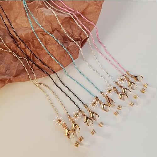Fashion Anti-Lost Eyeglass Strap Beaded Mask Chain Pearl Daisy Flower Reading Glasses Sunglasses Spectacles Holder Neck Cord