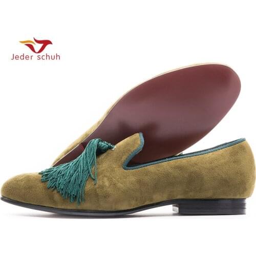 Men Loafers Handmade Shoes And Exquisite Sandals Men Fringe Party Simple Style Velvet Slipper