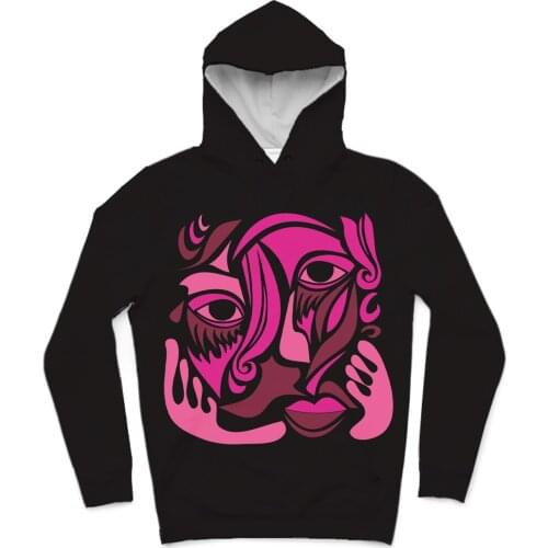 REAL American SIZE High Quality Fine Piccasso Art - Shades of Pinks Sublimation Printing Plus Size Hoodies