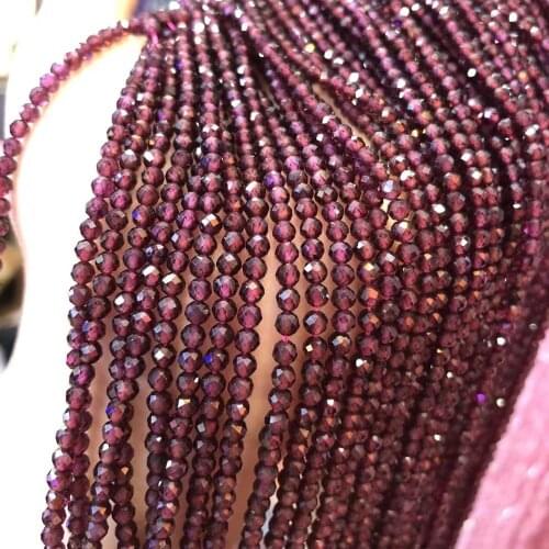 Faceted Natural Stone Round Beads Garnet for Jewelry Making Beadwork DIY Bracelet Necklace