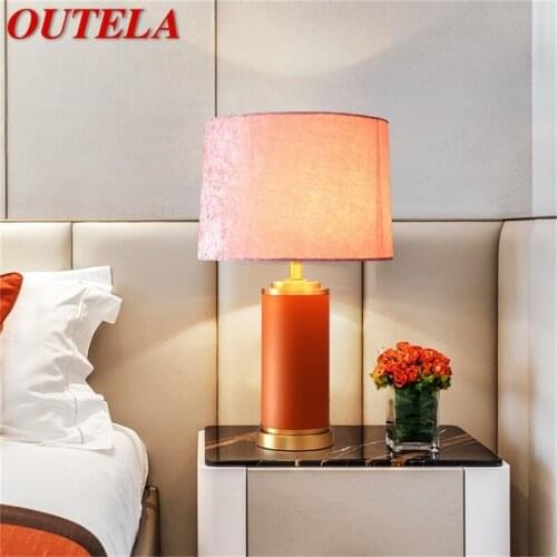 OUTELA Table Lamp Brass Red Desk Light Modern Creative LED Decoration for Home Bedroom