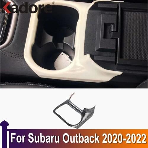 For Subaru Outback 2020 2021 2022 ABS Carbon Fiber Car Styling Interior Front Water Cup Holder Cover Trim Frame Car Accessories