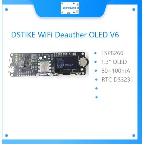 DSTIKE WiFi Deauther OLED V6 | ESP8266 Development Board |18650 Battery Polarity Protection | Case | Antenna | 4MB ESP-07