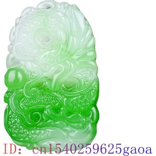 Jade Dragon Pendant Chinese Gifts Jadeite Fashion Charm Jewelry Carved white Green Natural Necklace Amulet