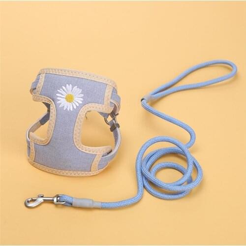 Dog Harness Vest and Leash Set Chihuahua Puppy Outing Training Collar Traction Rope Soft Breathable Mesh Pet Printed Chest Strap