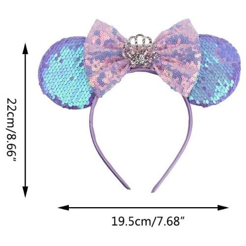 Glitter Mouse Ears Headband Lovely Sequin Bow Hairband for KIds Easter Halloween Cosplay Props Theme Hair Accessories