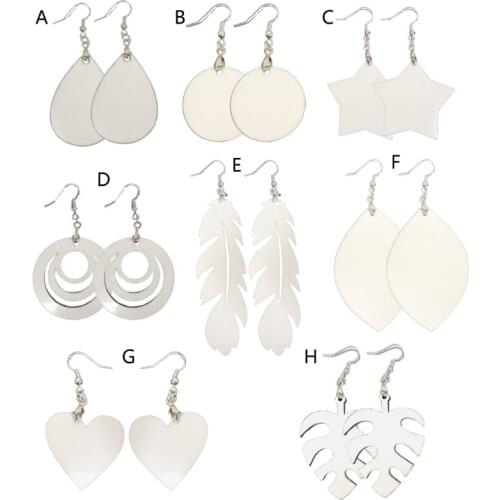 6 Pairs Handmade Wooden Sublimation Blanks Earrings MDF Sublimation Printing Dangle Earrings for Women Jewelry Making
