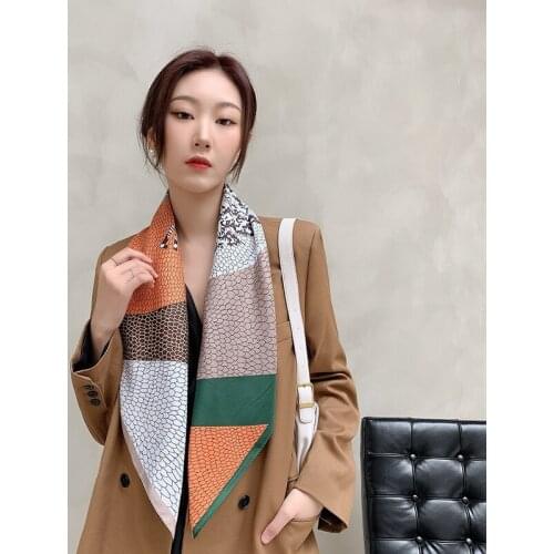 2021 new spring women scarf quality shawl silk fashion scarf headscarf beach sunscreen bag headscarf scarf 90cm*90cm