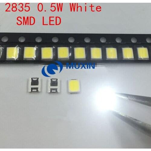 100pcs SMD LED 2835 White Chip 0.5 W 3V 150mA 50-55LM Ultra Bright SMT 0.5 Watt Surface Mount PCB LED Light Emitting Diode Lamp