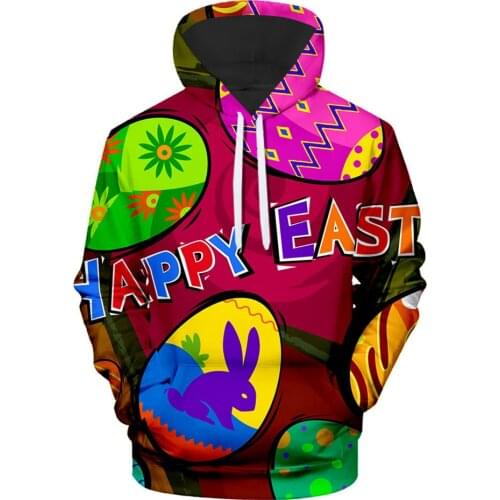 Mens Creative Egg 3D Digital Printing Hooded Sweatshirt Fashion Pullover Casual Top Factory Wholesale