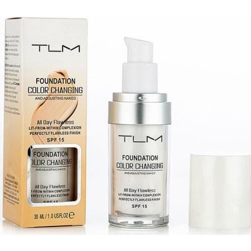 TLM 30ml Temperature Change Complexion Liquid Foundation Cream Concealer Hydrating Makeup Coverage Base Cosmetics Primer TSLM1