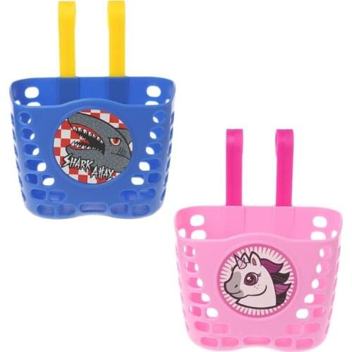 Bicycle Scooter Basket Children Bike Plastic Cartoon Front Handlebar Carrier Bag blue pink Dropshipping