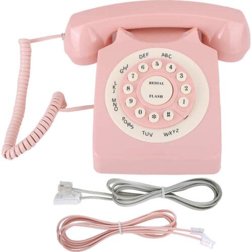 Vintage Telephone High Definition Call Quality Wired Telephone for Home Office Pink Green European Landline Desk Telephone