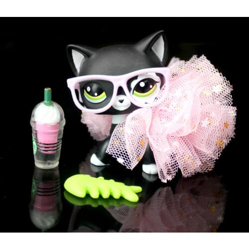 YASMINE Pet Shop Black Short Hair Cat Kitty Animal Accessories lps #2249