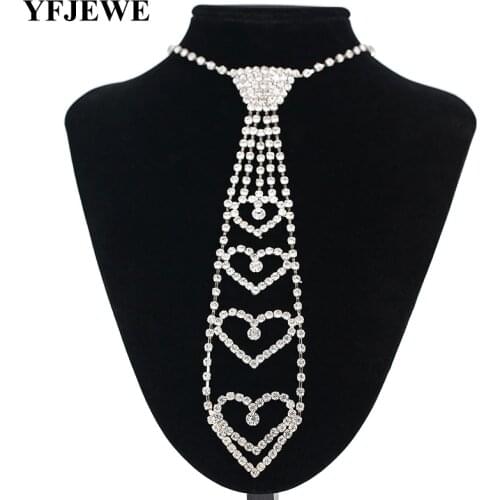 YFJEWE Long Heart Necklace Big Choker Crystal Lovely Dress Charm Pendant Jewelry Women Necklace Fashion Wholesale N379