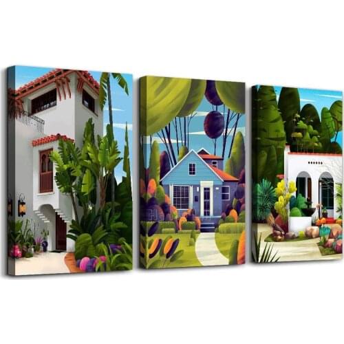 Green Cartoon Abstract Farm Oil Painting Wall Engraving Interior Decoration