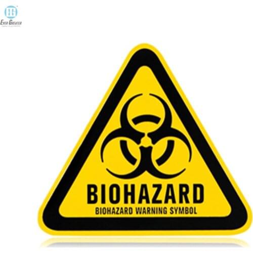 Custom Yellow Bio-hazard Reflective Triangle Safe Warning Danger Label Sticker Yellow Reflective Car Sticker
