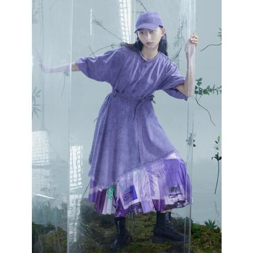 IRINACH372 Spring Summer 2021 Original Design New Arrivals Long Asymmetrical Denim Dress Women