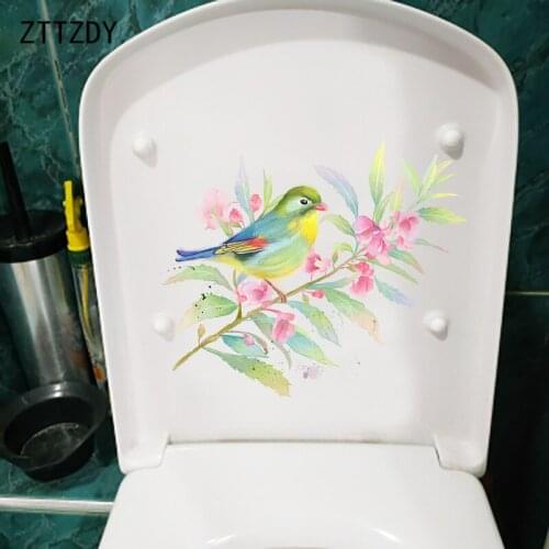 ZTTZDY 24.5CM×20.9CM Painted Flower And Bird Painting Home Room Decoration Wall Toilet Stickers T2-0987