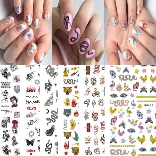 1Pcs Snake Abstract Gel Polish Nail Sticker Decals Tool Nail Art Paper Decoration Manicure Tattoos DIY Nail Art Accessories