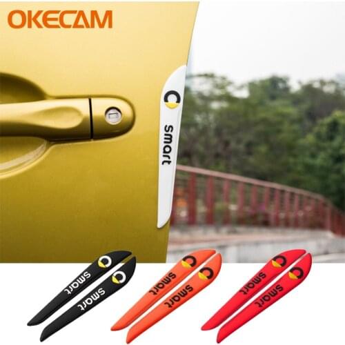 2Pcs Rubber Bumper Strip Car Door Anti-Collision Emblem Sticker For Smart Fortwo Forfour 451 453 450 452 454 Accessories