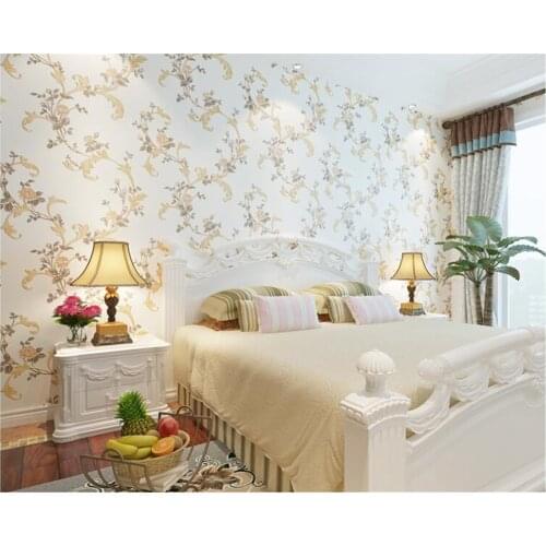 Beibehang Fresh pastoral flocking large nonwovens papel de parede 3d wallpaper living room bedroom background wall wallpaper